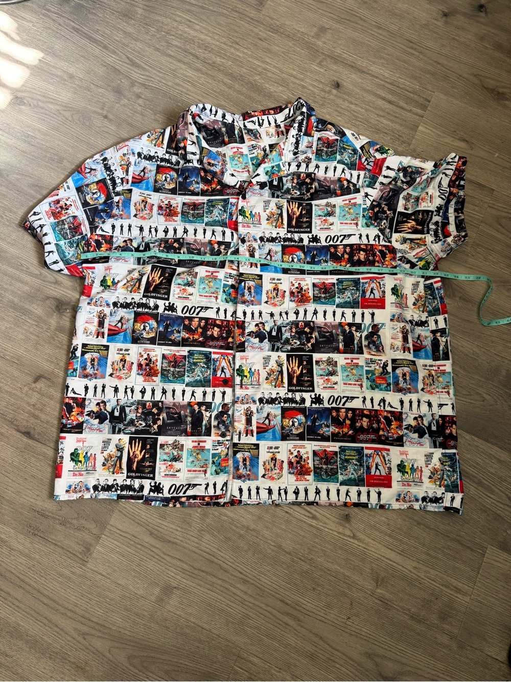 007 Poster-Print Short-Sleeve Button-Up Shirt - White Multi